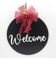 Lora Davet Ahşap Kapı süsü welcome (1 Adet) Siyah - 54235