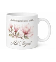 İsimli Manolya Desenli Özel Baskılı Kupa Bardak Kişiye Özel Hediye