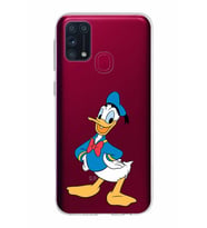 Samsung Galaxy M31 Kapak Donald Duck Tasarımlı Şeffaf Silikon Kılıf