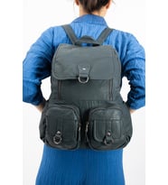 Yıkanmış Deri Sırt Çantası Mavi (Model: 571-11-11E)
