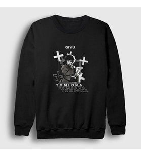 Presmono Unisex Siyah Giyu Tomioka Anime Demon Slayer Kimetsu No Yaiba Sweatshirt 298488tt