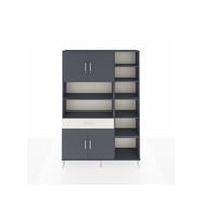Arges Dolap 10 Raflı Tek Çekmeceli 4 Kapaklı 132x30x195 Antrasit-Antrasit/Aytaşı