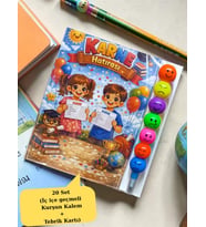 Karne Hediyesi 20 Set Kurşun Kalem ve Tebrik Kartı