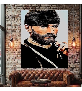 ATATÜRK ASKER KANVAS TABLO EV DUVAR SALON OFİS DÜKKAN İŞ YERİ HEDİYELİK DEKARASYON SÜSÜ (Çok Renkli)