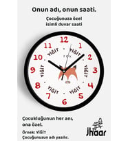 İsme Özel Sevimli Tilki Çocuk Odası Duvar Saati Orta Boy 30 cm Siyah Camlı Sessiz