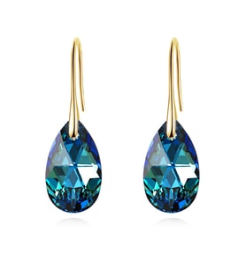 Monemel Gold Lacivert Swarovski Taşlı Damla Küpe (Altın kaplama) Sevgililer Günü Hediyesi, Yeni Yıl Hediyesi - Yılbaşı Hediyesi