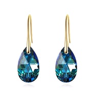 Monemel Gold Lacivert Swarovski Taşlı Damla Küpe (Altın kaplama) Sevgililer Günü Hediyesi, Yeni Yıl Hediyesi - Yılbaşı Hediyesi