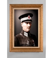 EV İŞYERİ OFİS İÇİN ALTIN ÇERÇEVELİ PASPARTULU ATATÜRK TABLO S620