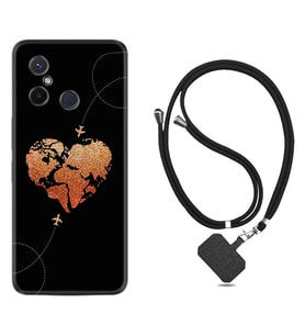 Xiaomi Redmi 12C Kılıf Silikon Boyun Askılı İpli Desenli Silikon Plane Heart 1721