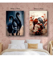 siyah kuğu daldaki kuş tablo resim kanvas 2 adet 50x70