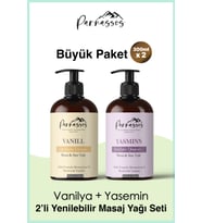Parnassos Doğal Vanilya Ve Yasemin Aromalı Yenilebilir Aromaterapi Masaj Yağı Seti 300 ML