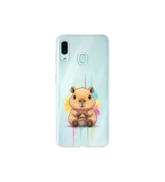 Samsung Galaxy A30 ile Uyumlu Splash Kapibara Tasarımlı Şeffaf Silikon Kılıf