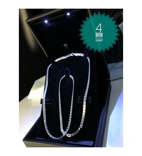 4mm Ezme Model Gurmet Zincir Italy • 925 Gümüş Işıklı Kutuda Sevgiliye • Eşe • Babaya Kolye