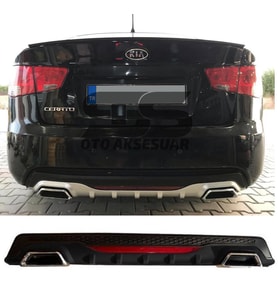 Kia Cerato Difüzör Arka Tampon Eki 2 Egzoz Çıkışlı Siyah Reflektörlü