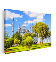 Kanvas Tablo Sultanahmet Camii Yeşillik ve Havuz Şehir Mimari Tablo Ev Ofis Duvar Dekoru