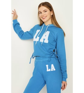 Kadın Kapüşonlu Yandan Büzgülü Sweatshirt