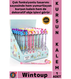 #Kalem Kurşun Okul Ofis Kırtasiye Eğlenceli Tasarım Figürlü Hediyelik Şık Unicorn Yumurtlayan Kalem