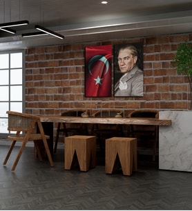 Kişiye Özel Türk Bayrağı Ve Mustafa Kemal Atatürk Tasarımlı Kanvas Tablo İkili Set 30x50 cm Yeni İş Hediyesi