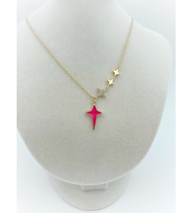XUPING JEWELRY 14 Ayar Altın Kaplama, Yıldız Zirkon Taşlı Kolye