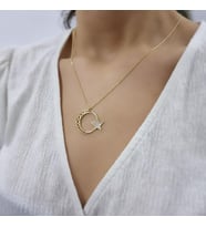 Büyük Ayyıldız 925 Ayar Gümüş Zirkon Taşlı Gold Kaplama Kolye (Karışık)