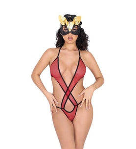 Sistina Bayan Kırmızı Likralı Tül Bodysuit 935