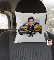 BK Gift Kişiye Özel Plakalı Erkek Opel Mokka Karikatürlü Kare Araç Koltuk Yastığı-1