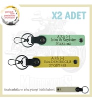 Motosiklet Severlere Özel, İsim Plaka ve A Rh (+) Kan Grubu Yazılı x2 Anahtarlıkları, Yeşil-Sarı-SK (Çok Renkli)