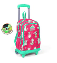 Coral High Kids Neon Mercan Su Yeşili Alpaka Desenli Üç Bölmeli Çekçekli Okul Sırt Çantası 23364
