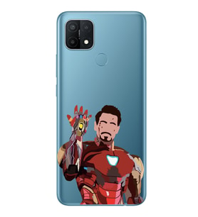 Oppo A15 / A15S Uyumlu Iron Man Desenli Şeffaf Telefon Kılıfı