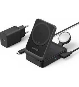 Anker B2557 MagGo Siyah 3in1 Kablosuz Hızlı Şarj Aleti
