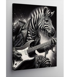 Kanvas Tablo Gitar Çalan Zebra