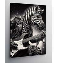 Kanvas Tablo Gitar Çalan Zebra