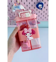 Renkli My Melody Tasarımlı 520 ML Çocuk ve Genç Suluk, Pipetli ve Pipetsiz
