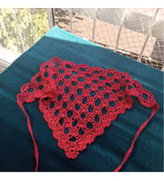 El Yapımı Dantel Eşarp - Bandana- Gömlek Fuları (Koyu Kırmızı)