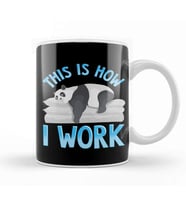 Cute & Funny This Is How I Work Lazy Panda Working Kupa Bardak Porselen