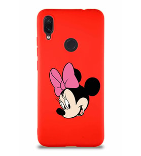 Xiaomi Redmi Note 7 Soft Premier Kapak Minnie Mouse-B Tasarımlı Silikon Kılıf - Kırmızı (Şeffaf)
