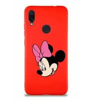 Xiaomi Redmi Note 7 Soft Premier Kapak Minnie Mouse-B Tasarımlı Silikon Kılıf - Kırmızı (Şeffaf)