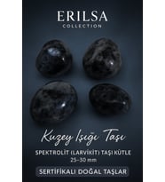Sertifikalı Doğal Spektrolit (Larvikit) Taşı Kütle 25-30 mm – Kuzey Işığı ve Koruma Taşı (Çok Renkli)