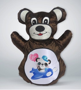 BK Gift Sevimli Panda Tasarımlı Kahverengi Ayıcık Yastık-4