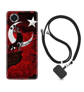 Huawei Nova Y70 Y90 Nova 9 SE  Kılıf Boyun Askılı Silikon Wolf and Moon 2 1381