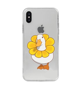 Iphone X / Xs Uyumlu Tatlı Ördek Desenli Şeffaf Telefon Kılıfı
