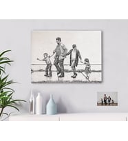 BK Gift Kişiye Özel Tam Boy Karakalem Aile Kanvas Tablo-1