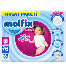 Molfix Külot Bebek Bezi Beden:6 (15+KG) Extra Large 38 Adet Fırsat Pk