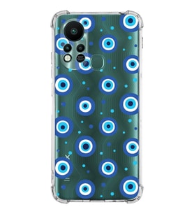 PrintiFy İnfinix Hot 11s Uyumlu Nazar Boncuğu 1 Baskılı Şeffaf Köşe Korumalı Antişok Kılıf