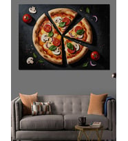 Dilimlenmiş Taze Ve Karışık Pizza Dekoratif Kanvas - Mdf Ahşap Tablo