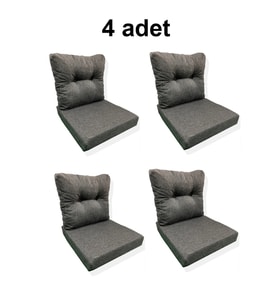 4 Adet Bahçe Balkon Mobilyası Minderi antrasit(4 ADET MİNDER, 4 ADET KIRLENT)