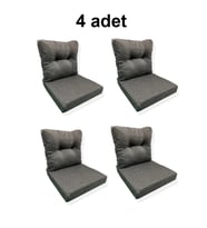 4 Adet Bahçe Balkon Mobilyası Minderi antrasit(4 ADET MİNDER, 4 ADET KIRLENT)