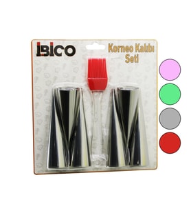 7PCS 6-KORNEO KALIP - 1-SİLİKON FIRÇA PASTA DEKORASYON SETİ ÇAP:3.4CM X UZUNLUK:12CM