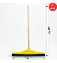 Mulpex Kauçuk Zemin Çekçeği 55 cm + 120 cm Ahşap Saplı Endüstriyel Temizlik Seti x 3 Adet