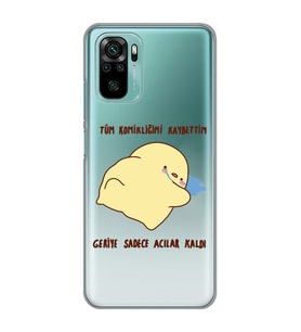 Xiaomi Redmi Note 10 / Note 10S Uyumlu Komikliğimi Kaybettim Tasarımlı Şeffaf Telefon Kılıfı